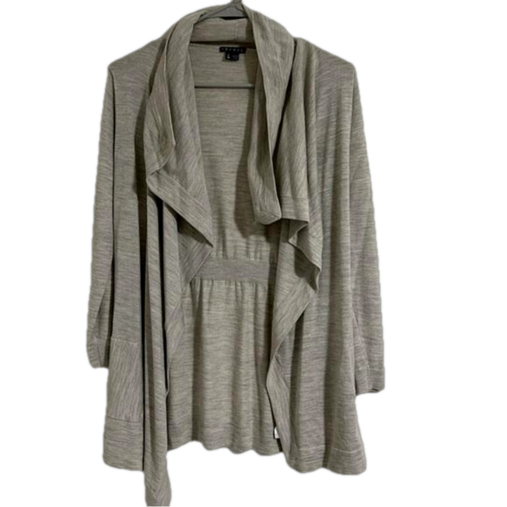 Theory light spring wool drape open cardigan